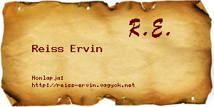 Reiss Ervin névjegykártya